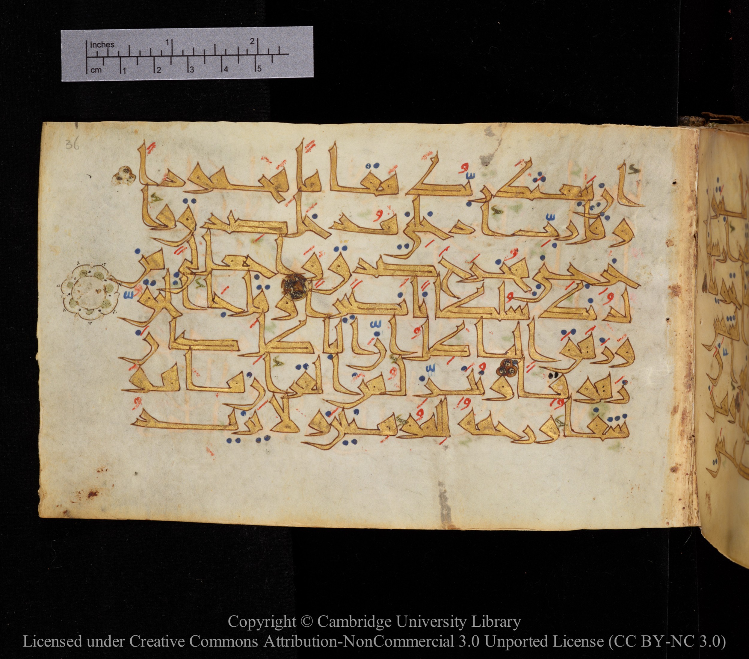 Cambridge MS Or.476 (Scan 1), in New Style I script, showing Surah 17:82 from 10th to 11th Century AD found in Unknown, currently housed at Cambridge University Library, Cambridge