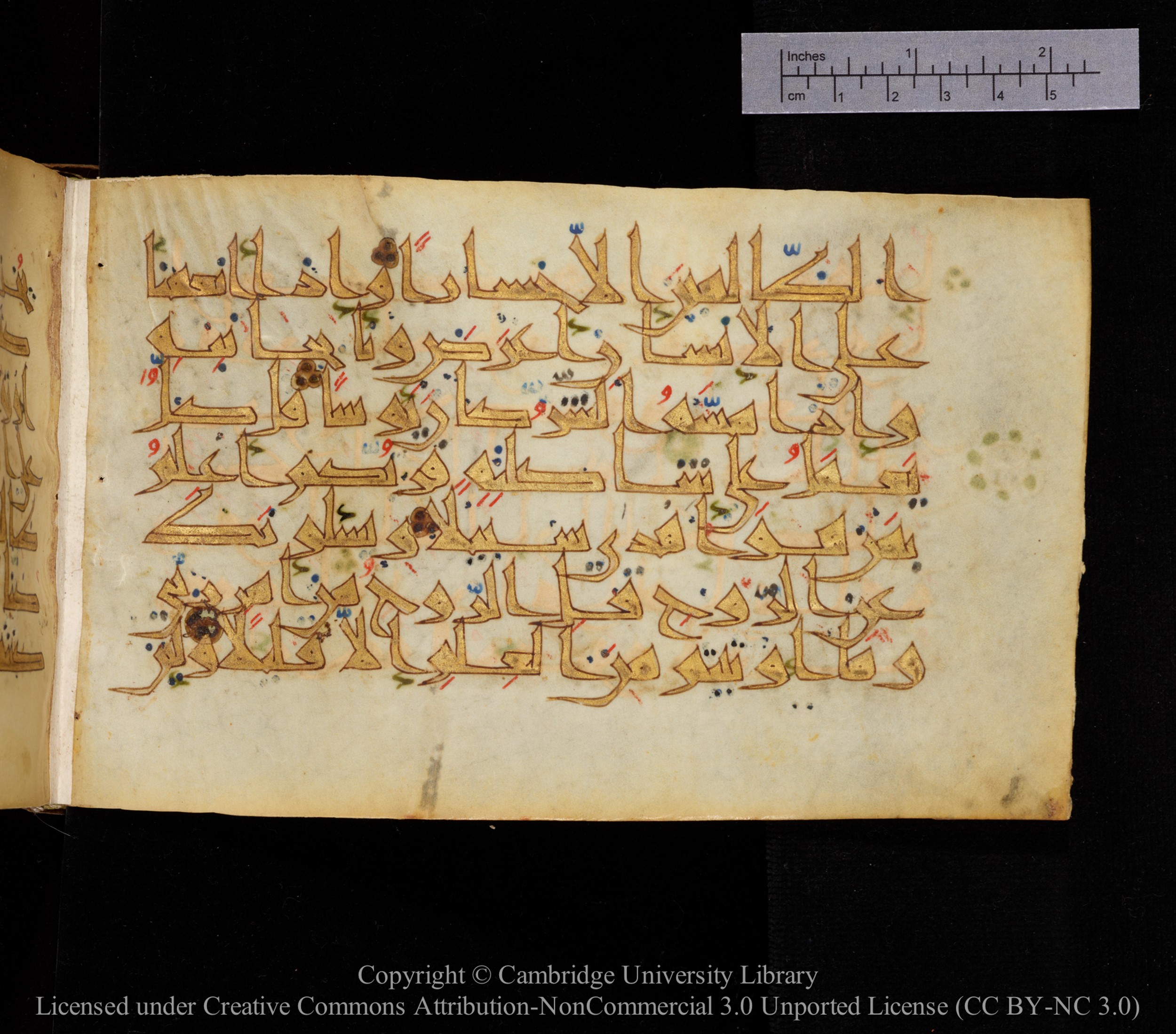 Cambridge MS Or.476 (Scan 2), in New Style I script, showing Surah 17:82 from 10th to 11th Century AD found in Unknown, currently housed at Cambridge University Library, Cambridge