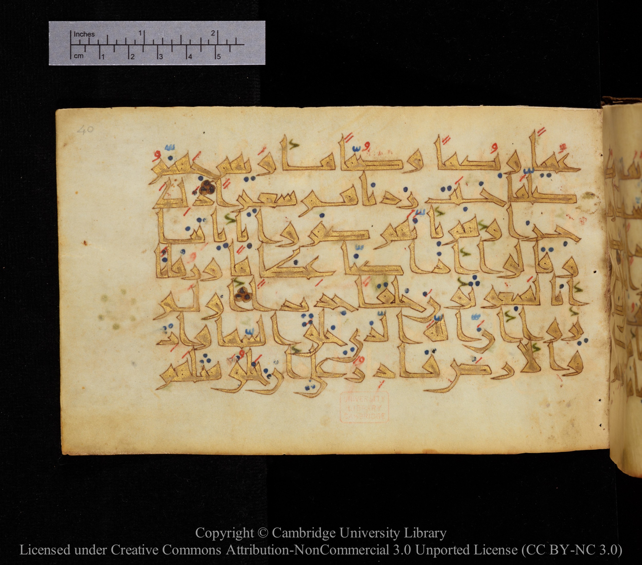 Cambridge MS Or.476 (Scan 2), in New Style I script, showing Surah 17:97 from 10th to 11th Century AD found in Unknown, currently housed at Cambridge University Library, Cambridge