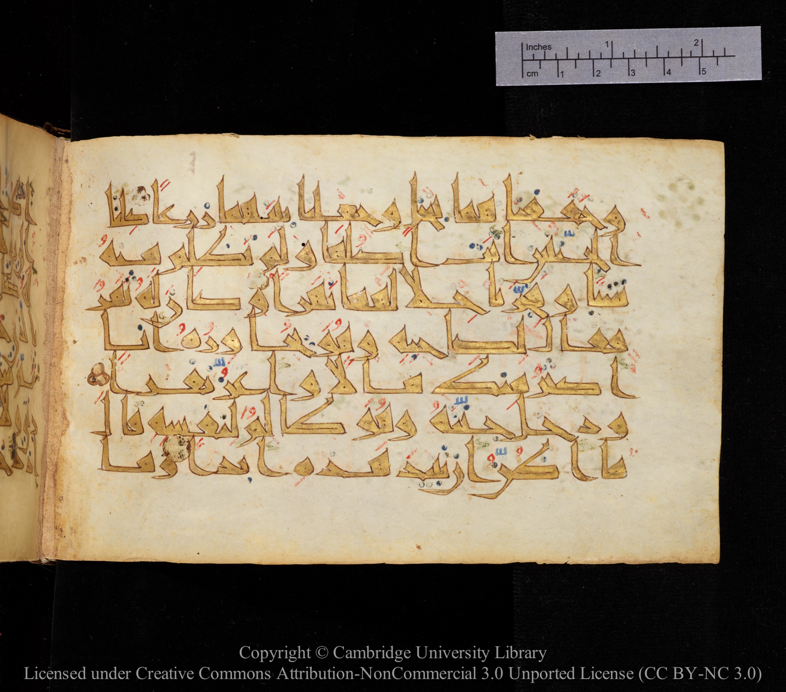 Cambridge MS Or.476 (Scan 2), in New Style I script, showing Surah 18:32 from 10th to 11th Century AD found in Unknown, currently housed at Cambridge University Library, Cambridge