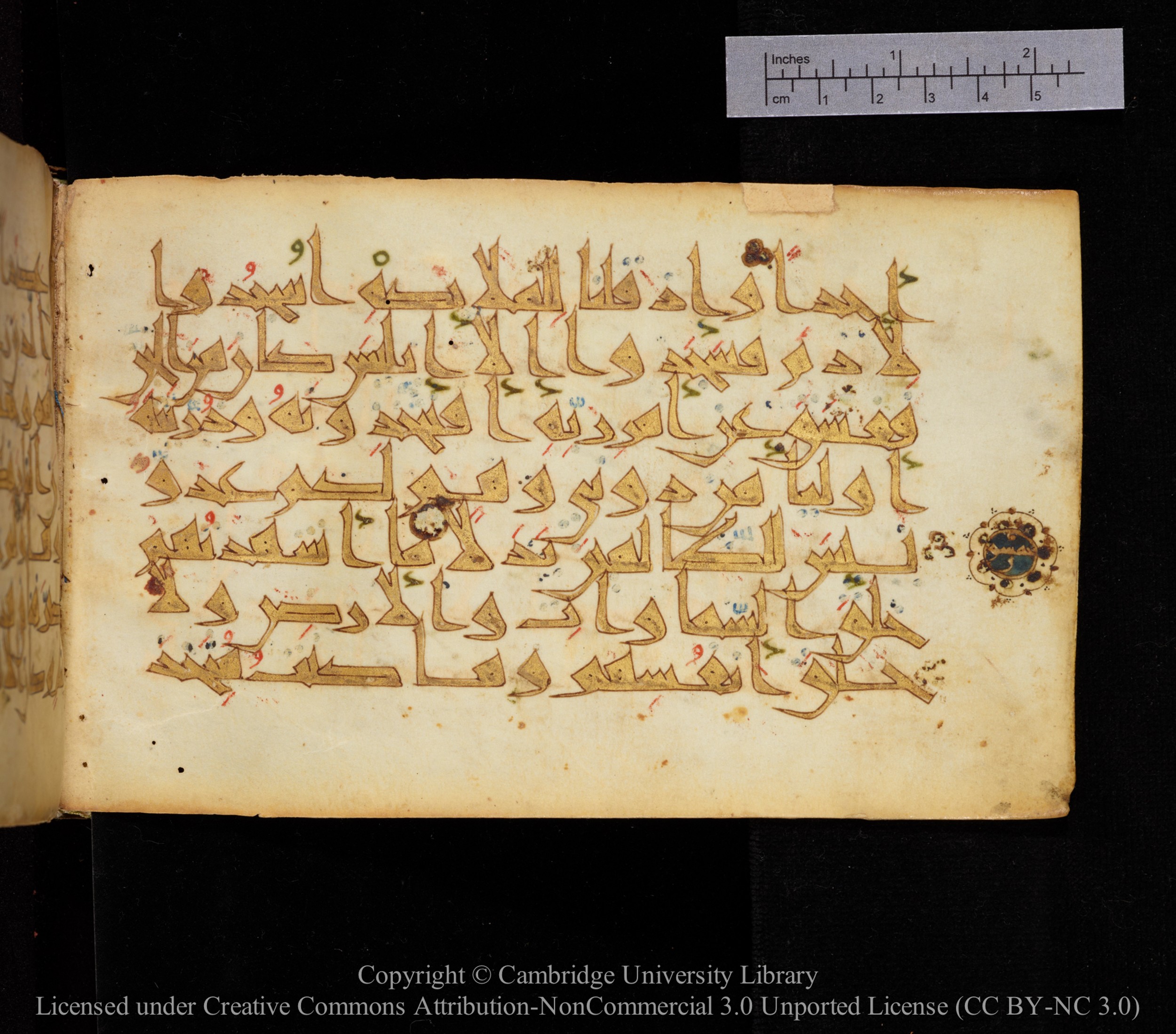 Cambridge MS Or.476 (Scan 2), in New Style I script, showing Surah 18:49 from 10th to 11th Century AD found in Unknown, currently housed at Cambridge University Library, Cambridge