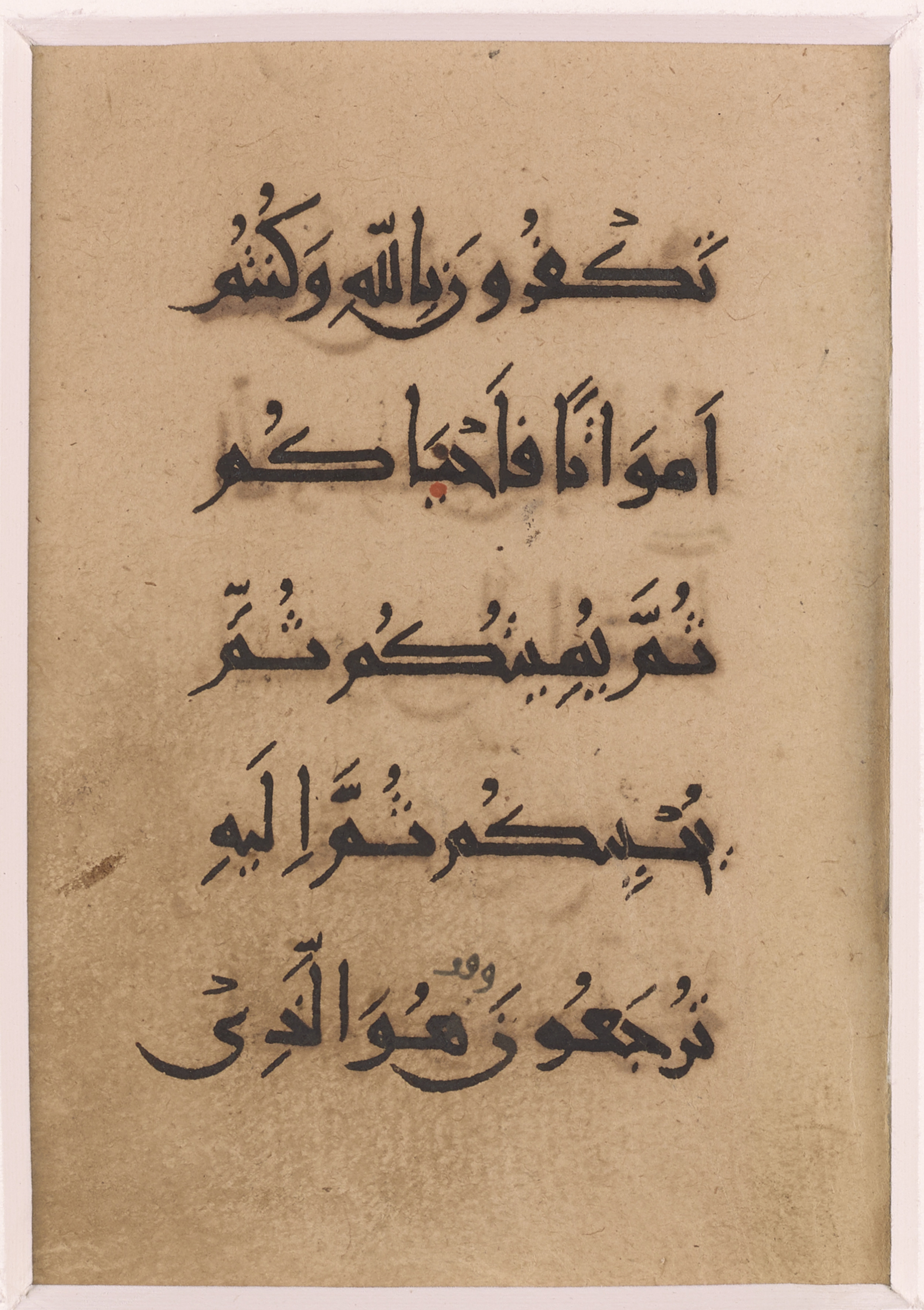 Doha, Qatar National Library, unknown call number (Scan 1), in New Style I script, showing Surah 2:28 from 11th to 13th Century AD found in Unknown, currently housed at Qatar National Library, Doha