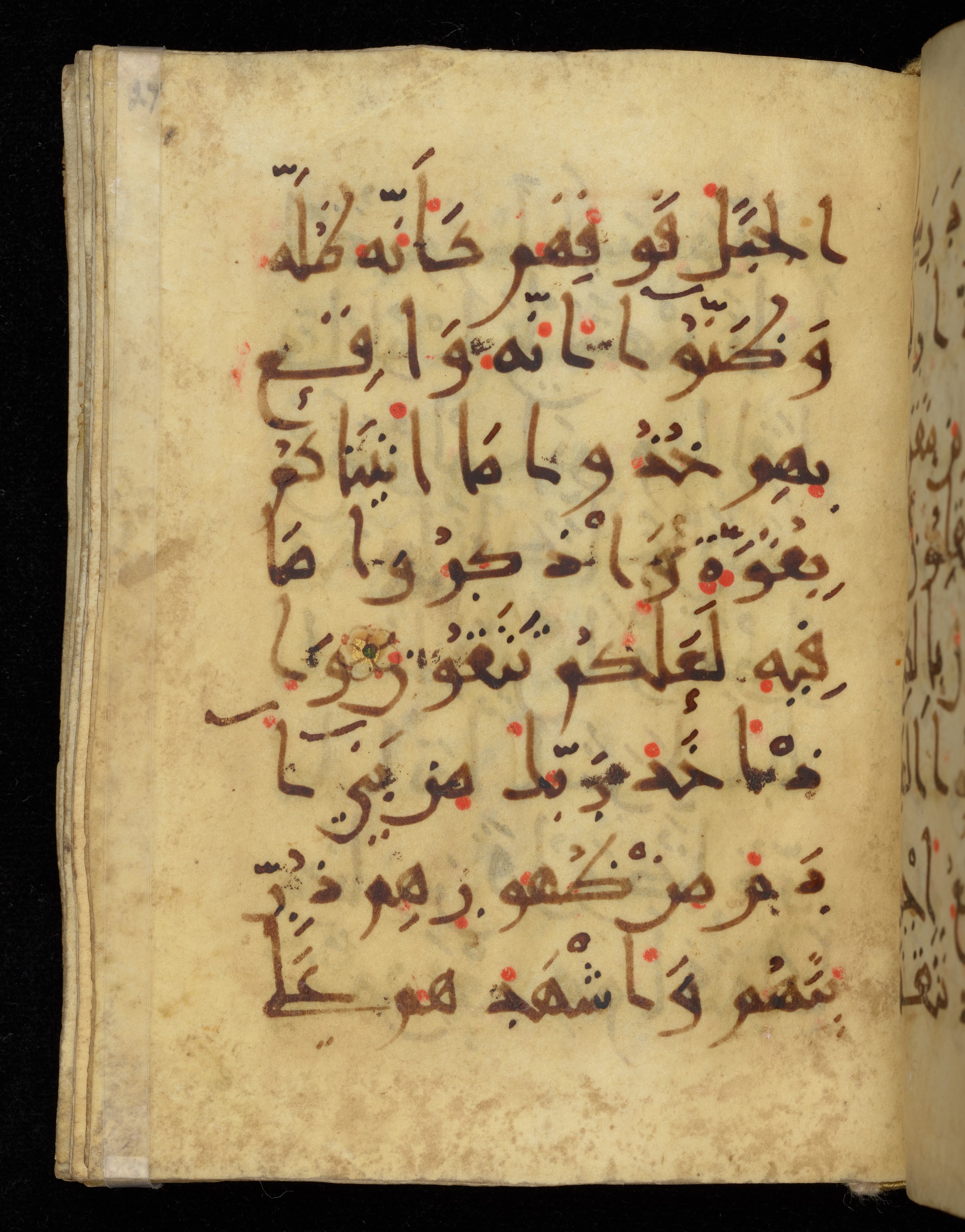 Khayqani Qurʾān (Is 1417A) (Scan 1), in New Style III script, showing Surah 7:172 from 9th to Early 10th Century AD found in Unknown, currently housed at Chester Beatty Library, Dublin