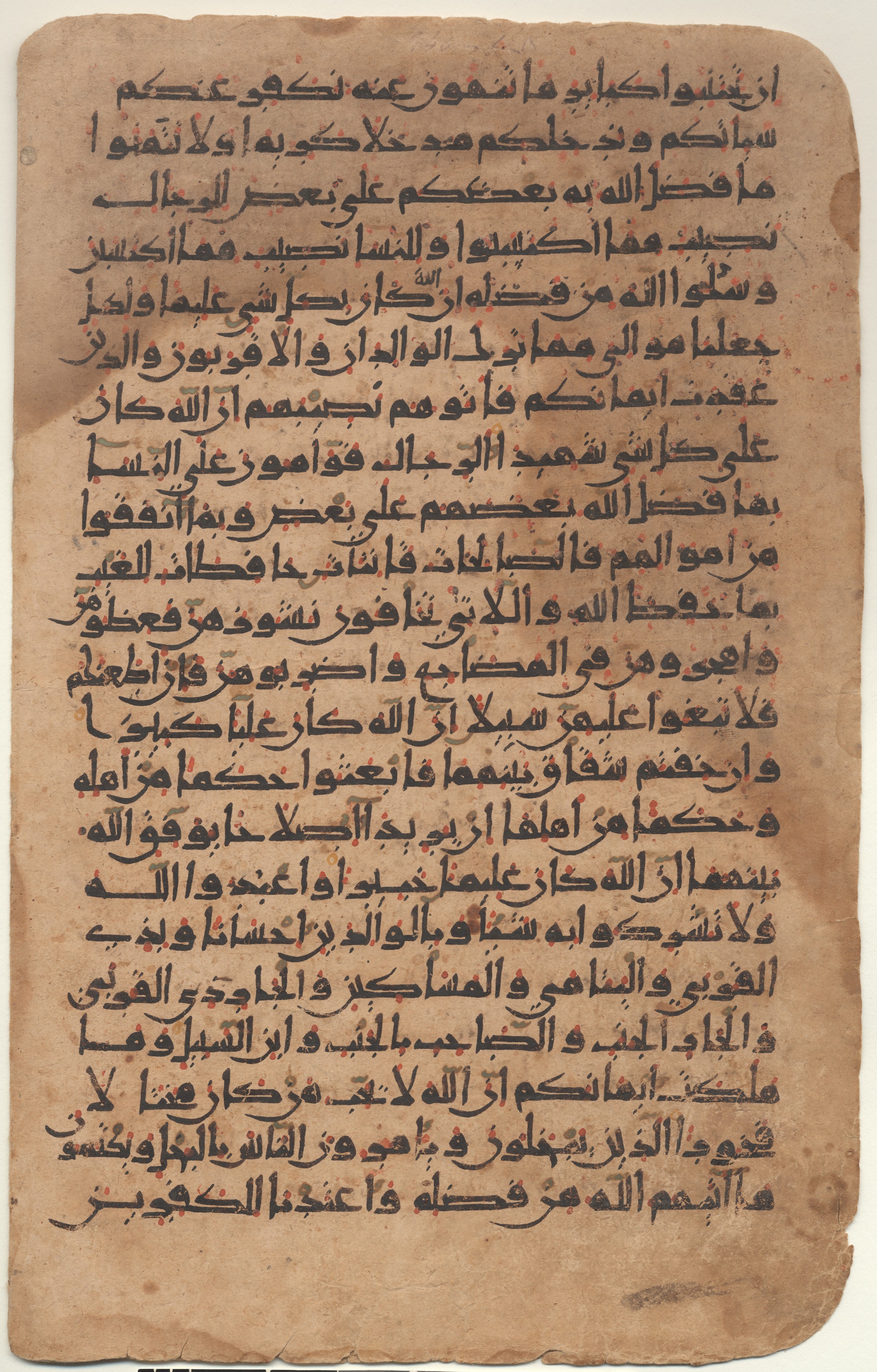 Providence, Rhode Island, Brown University Library, 6724, in new style I script, showing Surah 4:33 from 10th to 11th Century AD found in Unknown, currently housed at Brown University Library, Providence, Rhode Island