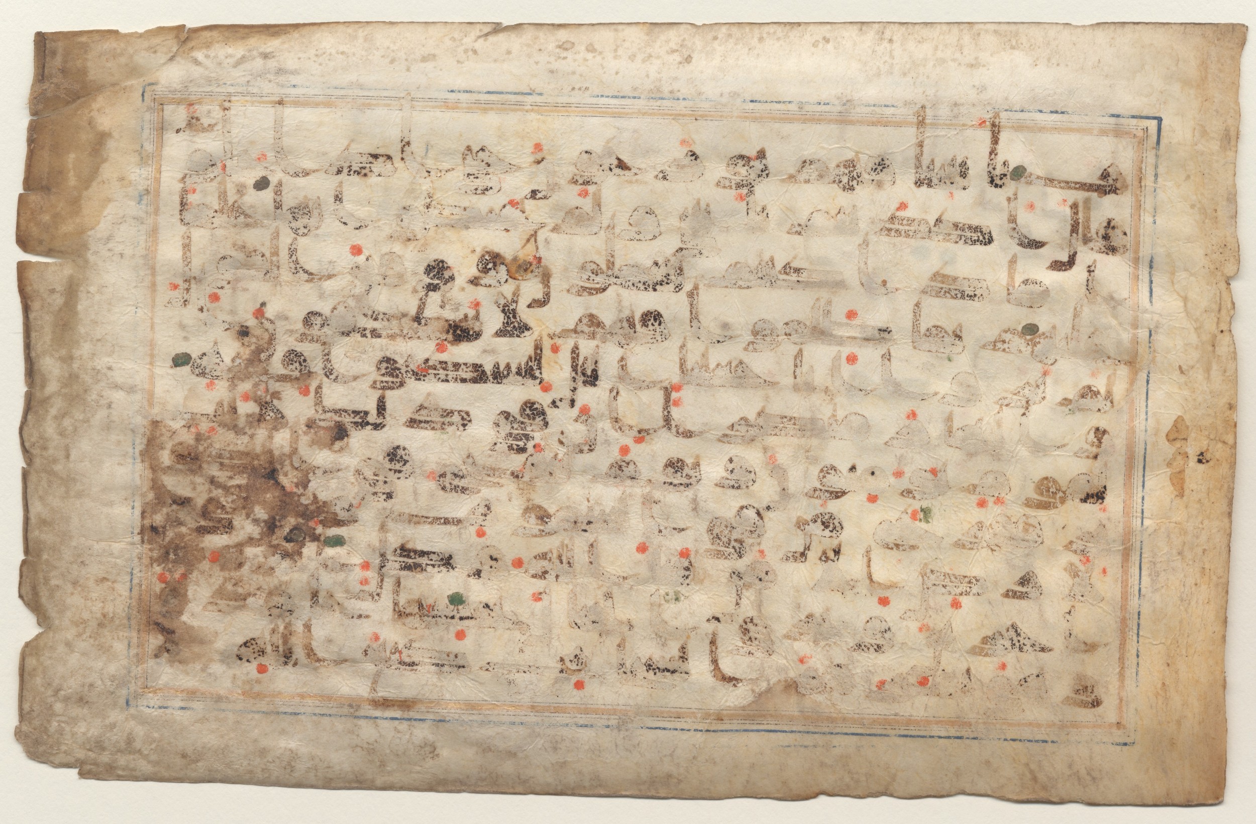 Brown University Library, 6134, in kūfī D.V script, showing Surah 27:85 from 9th to 10th Century AD found in Unknown, currently housed at Brown University Library, Providence, Rhode Island