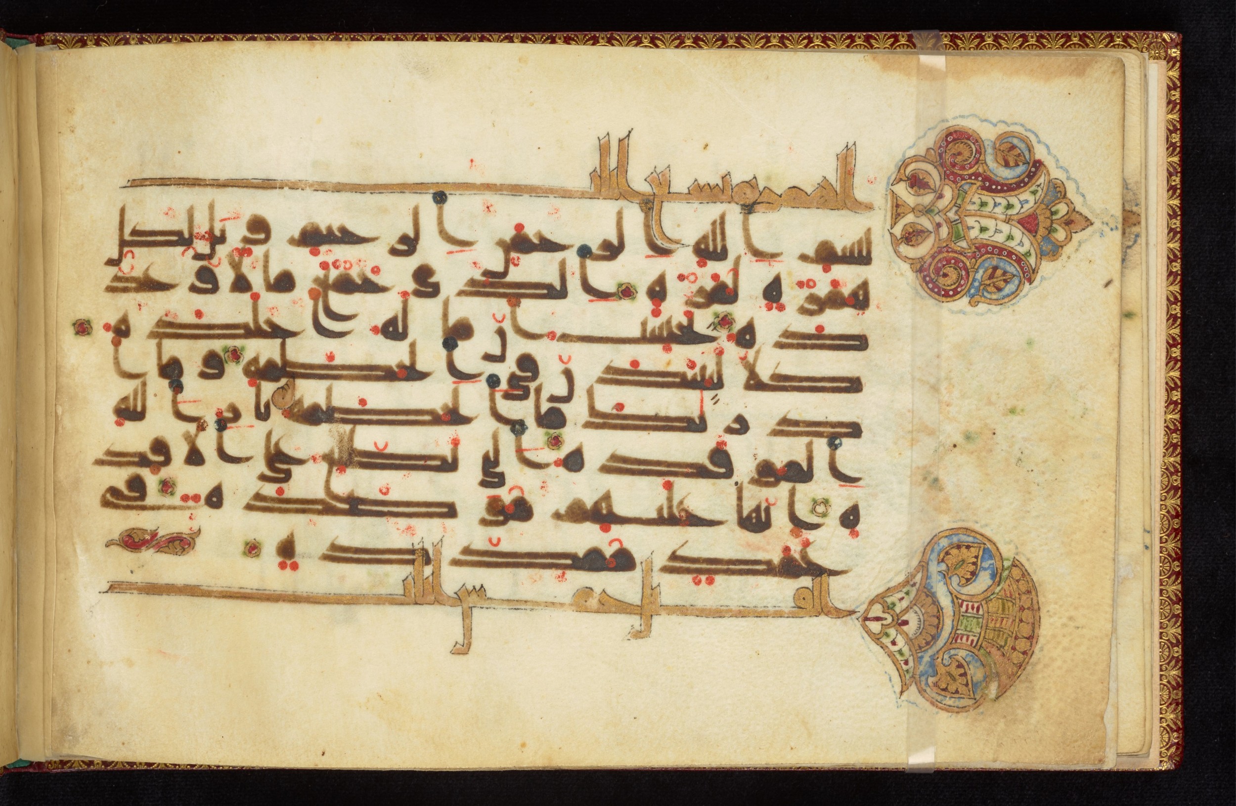 Dublin, Chester Beatty Library, Is 1411 (Scan 1), in kūfī D.Va script, showing Surah 102:2 from 9th to 10th Century AD found in Unknown, currently housed at Chester Beatty Library, Dublin
