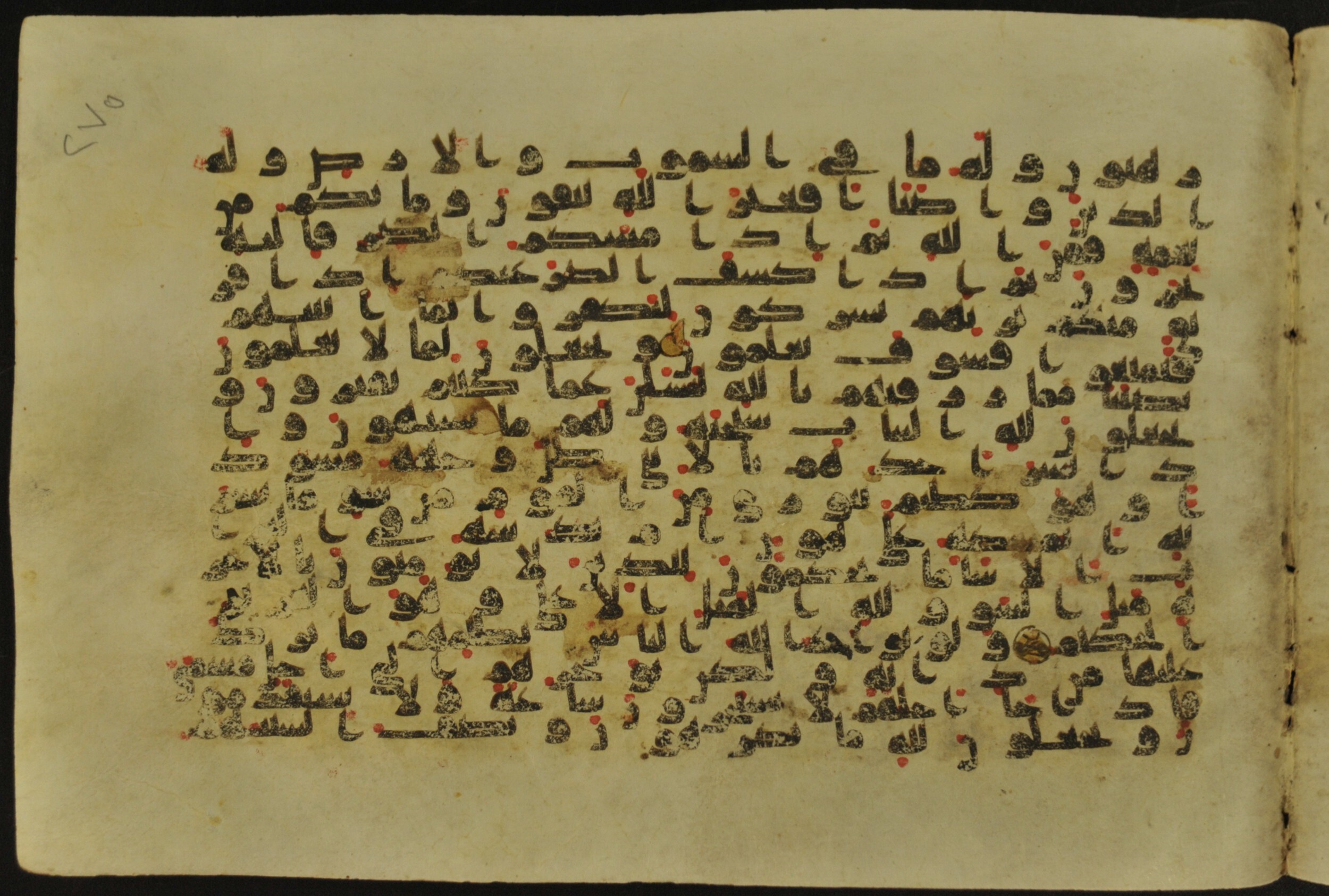 Muṣḥaf of Najaf Ashraf (Codex 1 of Imām ʿAlī Library), in kūfī B.II, D.IV, and post-classical kūfī script, showing Surah 16:53 from Mid 7th to Mid 9th Century AD found in Unknown, currently housed at Imām ʿAlī Library (المكتبة الروضة الحيدرية), Najaf, Iraq