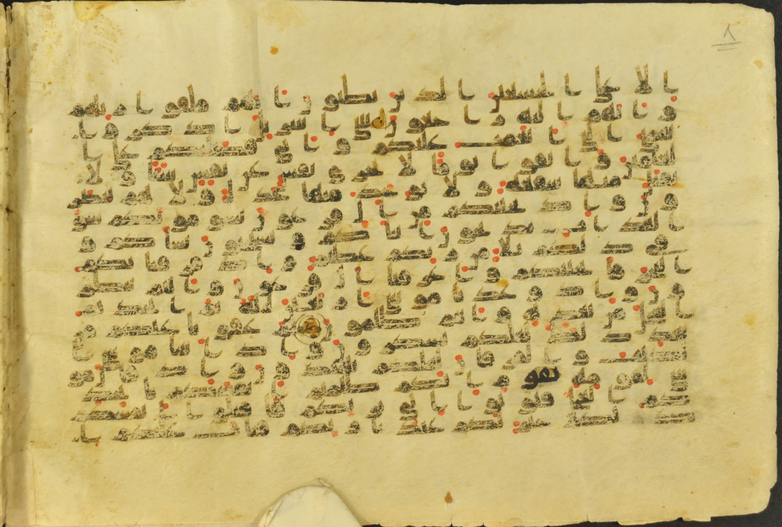 Muṣḥaf of Najaf Ashraf (Codex 1 of Imām ʿAlī Library), in kūfī B.II, D.IV, and post-classical kūfī script, showing Surah 2:49 from Mid 7th to Mid 9th Century AD found in Unknown, currently housed at Imām ʿAlī Library (المكتبة الروضة الحيدرية), Najaf, Iraq