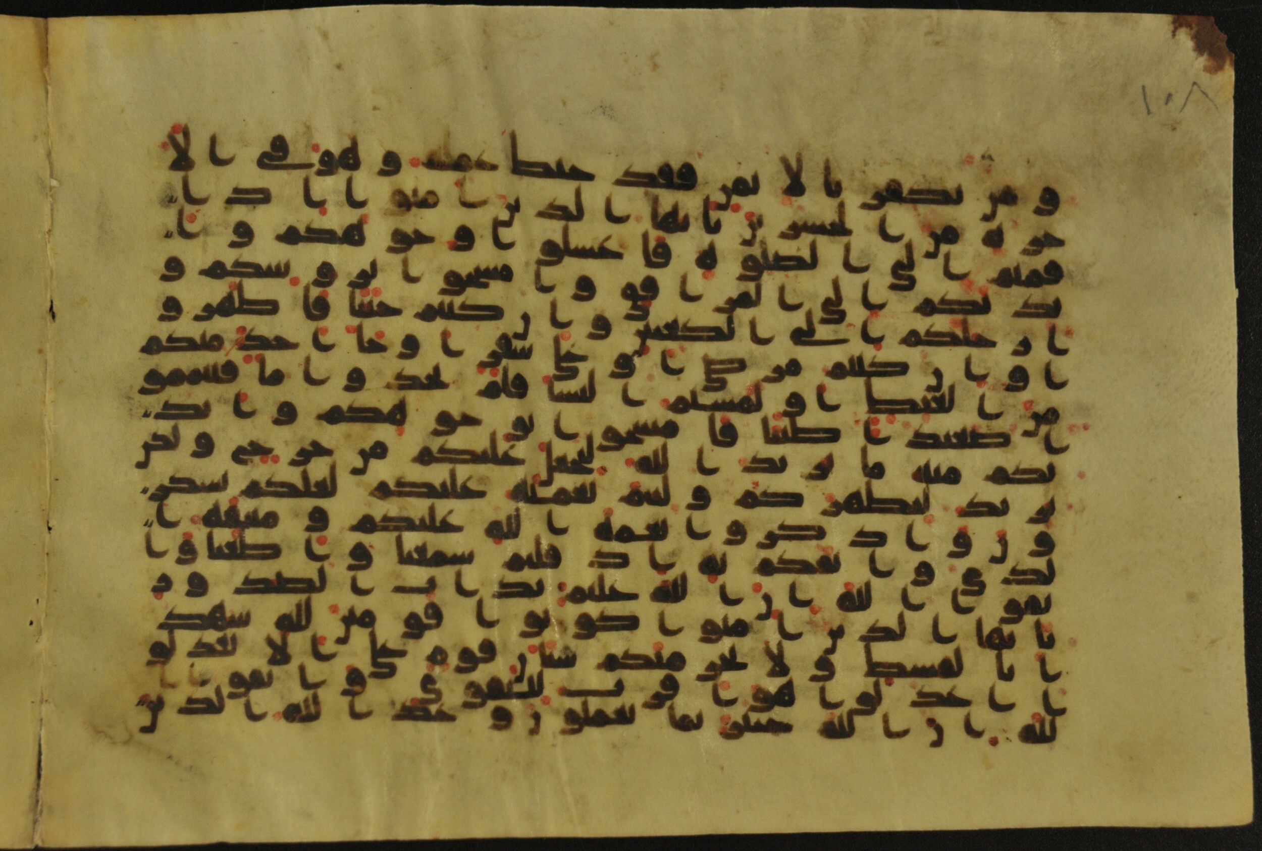 Muṣḥaf of Najaf Ashraf (Codex 1 of Imām ʿAlī Library), in kūfī B.II, D.IV, and post-classical kūfī script, showing Surah 5:7 from Mid 7th to Mid 9th Century AD found in Unknown, currently housed at Imām ʿAlī Library (المكتبة الروضة الحيدرية), Najaf, Iraq