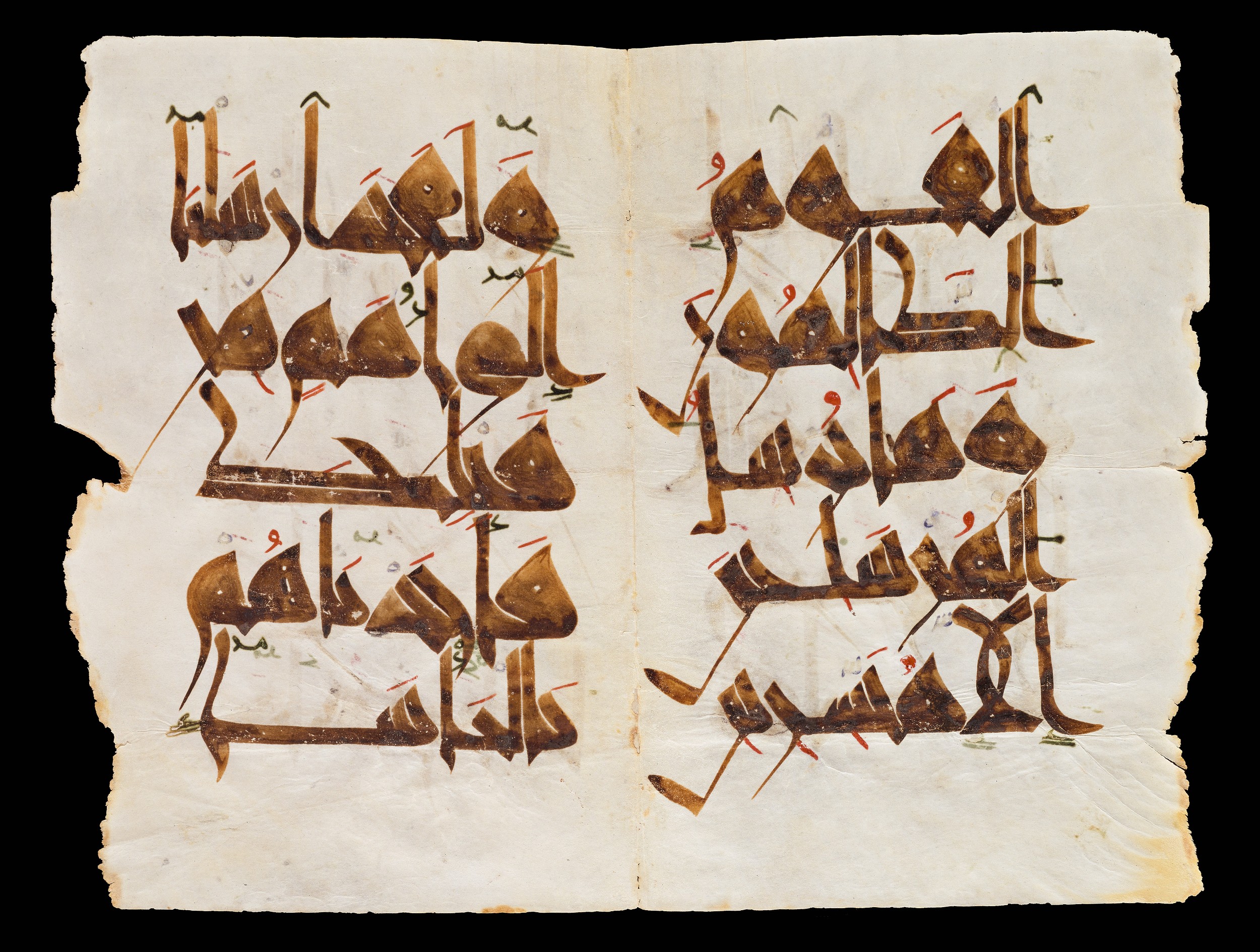 Copenhagen, Davids Samling (The David Collection), 25/2003 (Scan 1), in kūfī script, showing Surah 6:42 from Early 11th Century AD found in North Africa (Maghreb), currently housed at Davids Samling (The David Collection), Copenhagen