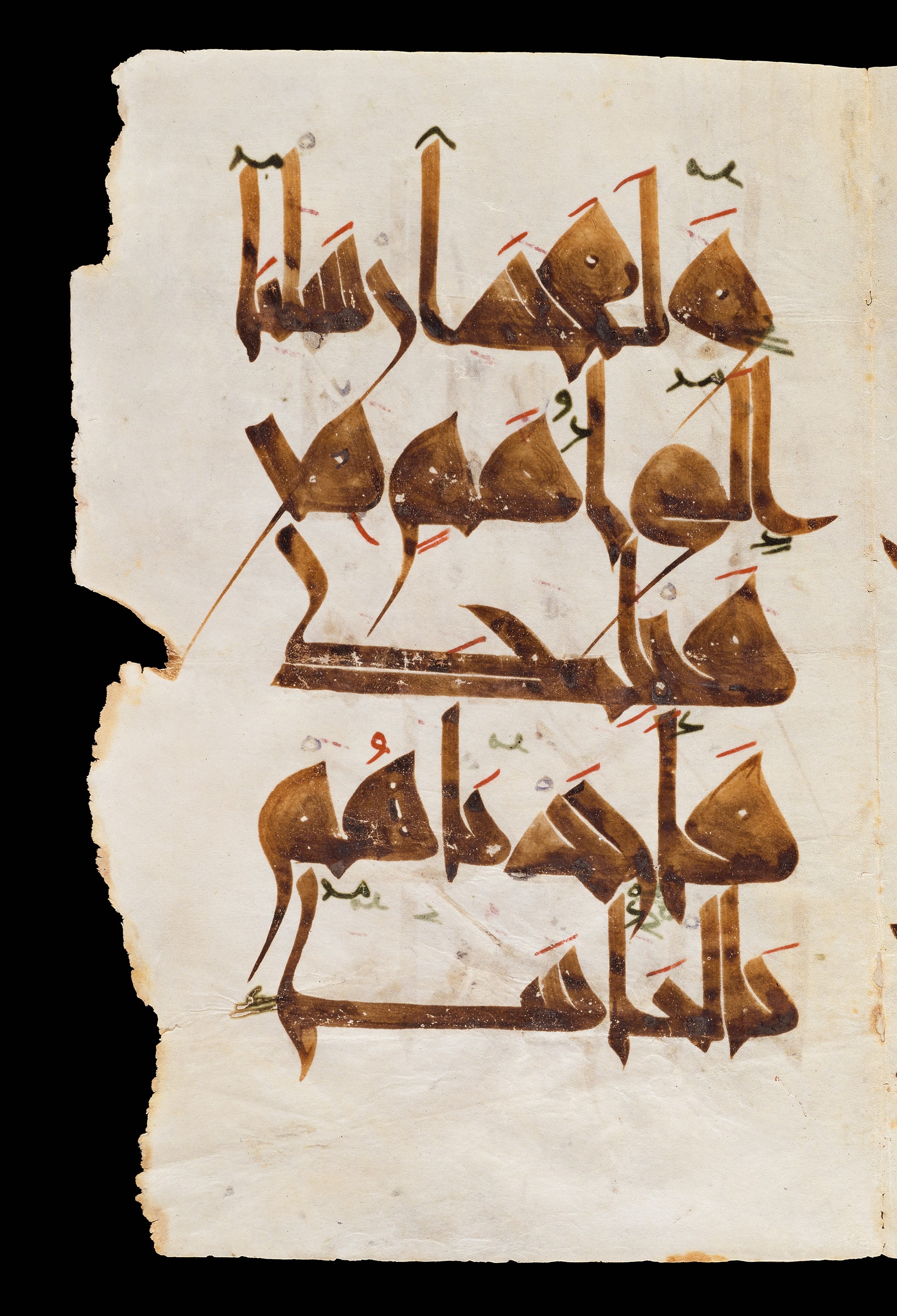 Copenhagen, Davids Samling (The David Collection), 25/2003 (Scan 2), in kūfī script, showing Surah 6:42 from Early 11th Century AD found in North Africa (Maghreb), currently housed at Davids Samling (The David Collection), Copenhagen